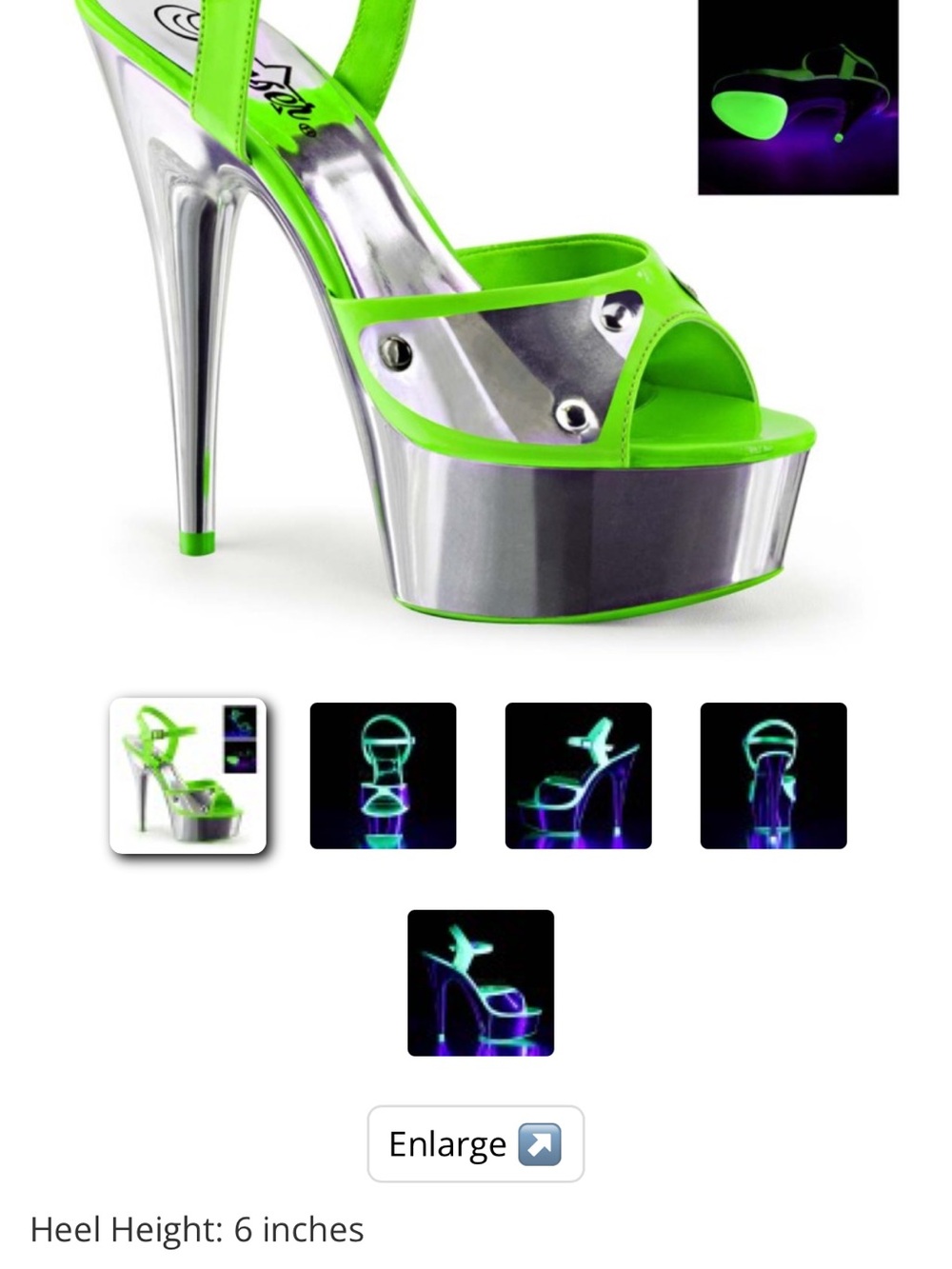 Pleaser Neon Green and Silver Platform Stiletto Sandal